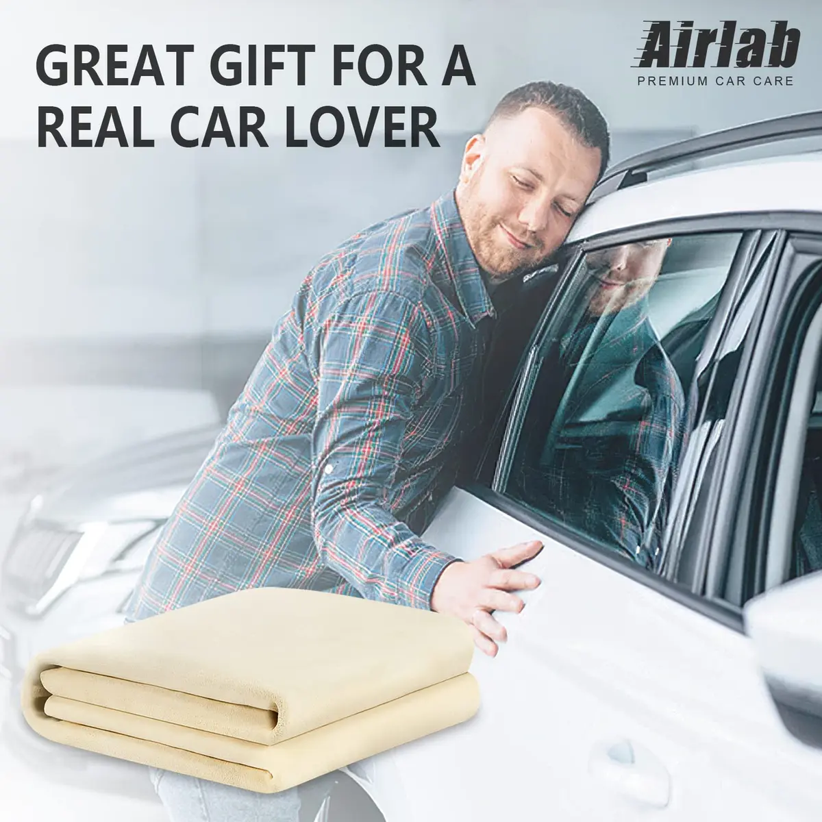 Airlab Chamois Cloth for Car 20'' x 27.6'' | Ultra Absorbent Leather Shammy Towel (70-120c) - view 7