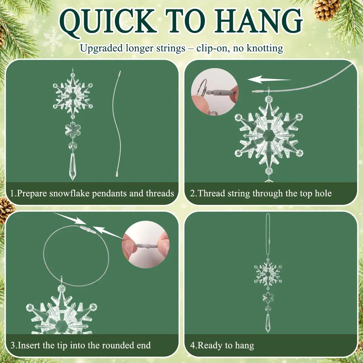 GuassLee Crystal Ornaments for Christmas Tree Winter Wonderland Decorations 20 pcs (18 Count) | Shatterproof Acrylic Hanging Pendants - view 6