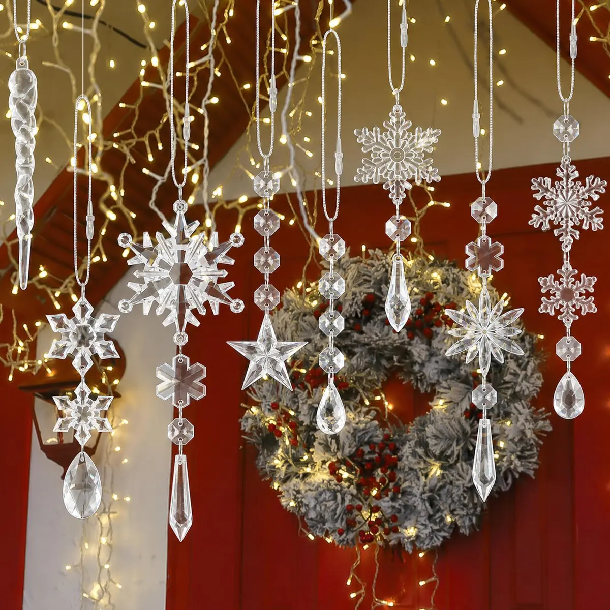 GuassLee Crystal Ornaments for Christmas Tree Winter Wonderland Decorations 20 pcs (18 Count) | Shatterproof Acrylic Hanging Pendants - view 8