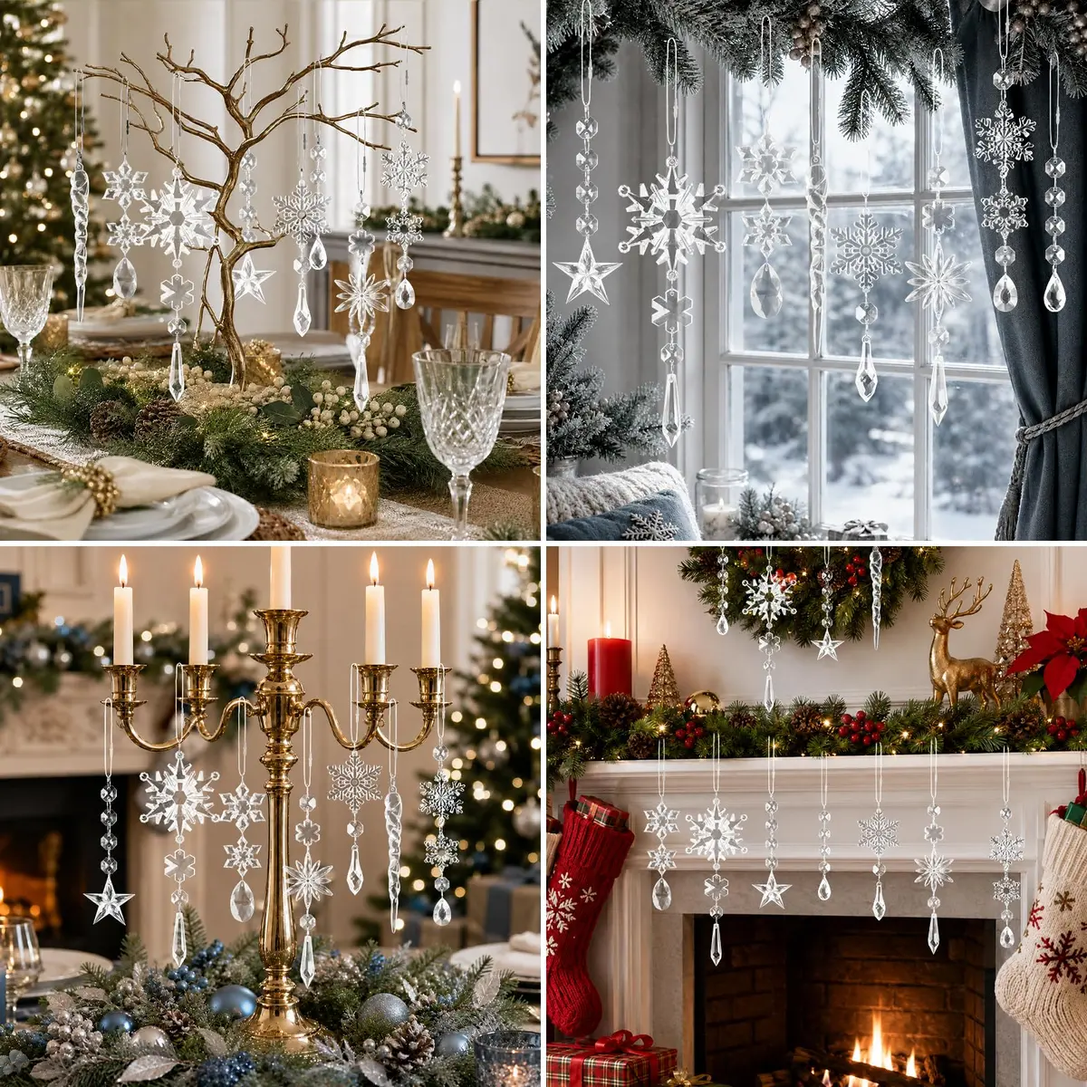 GuassLee Crystal Ornaments for Christmas Tree Winter Wonderland Decorations 20 pcs (18 Count) | Shatterproof Acrylic Hanging Pendants - view 9