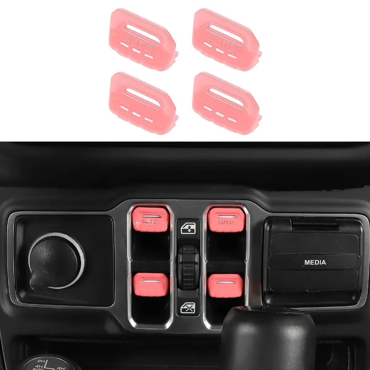 Jimen Pink 4PCS Electronic Switch Cover for Jeep Wrangler JL & Gladiator | Stylish Interior Accessory - main product image
