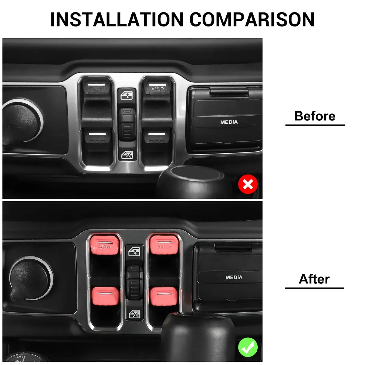 Jimen Pink 4PCS Electronic Switch Cover for Jeep Wrangler JL & Gladiator | Stylish Interior Accessory - view 7