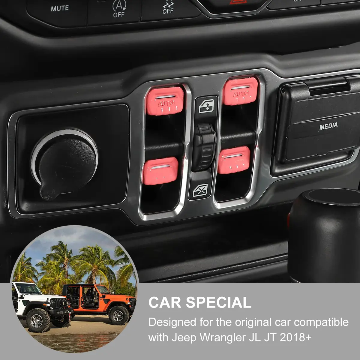 Jimen Pink 4PCS Electronic Switch Cover for Jeep Wrangler JL & Gladiator | Stylish Interior Accessory - view 2