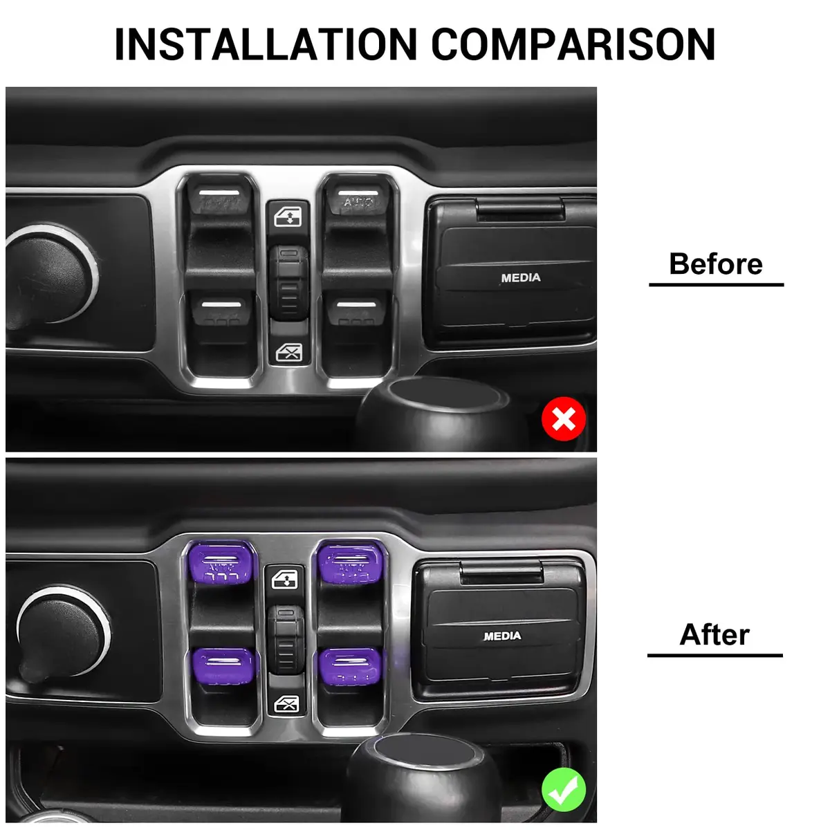 Jimen Compatible with Jeep Wrangler JL & Gladiator 2018-2023 | Purple Interior Trim Cover (70-120 chars) - view 7