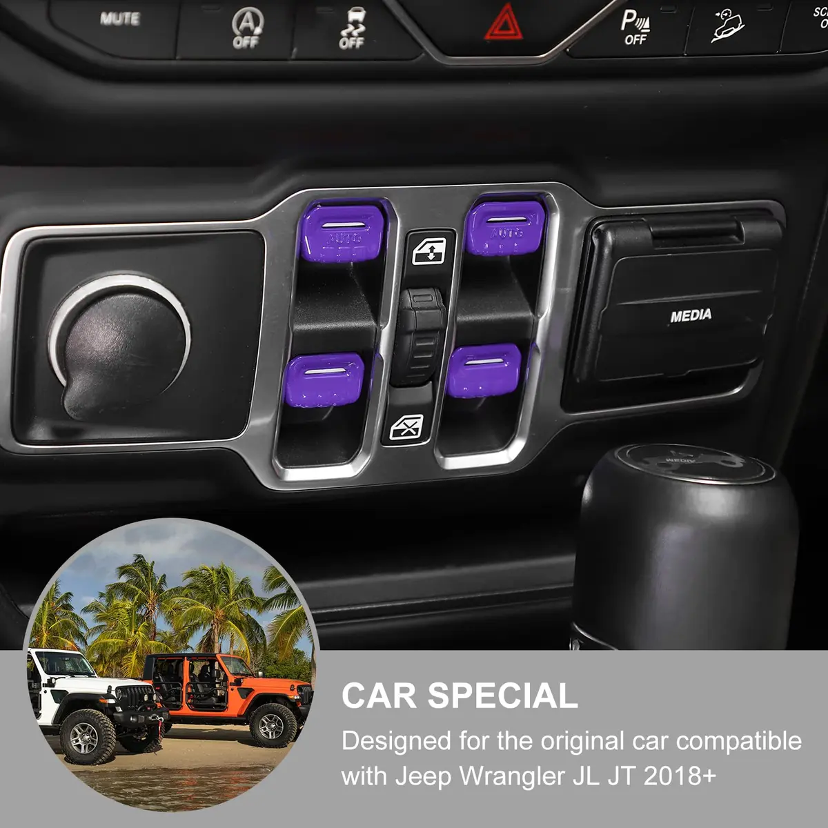 Jimen Compatible with Jeep Wrangler JL & Gladiator 2018-2023 | Purple Interior Trim Cover (70-120 chars) - view 3