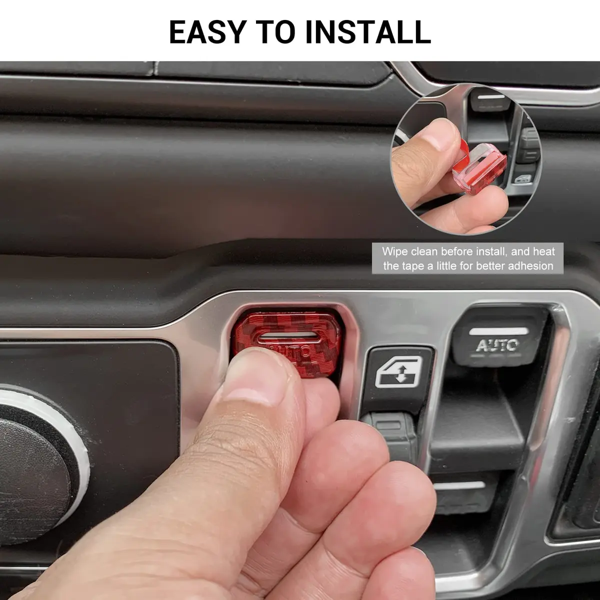Jimen Compatible with Jeep Wrangler JL JLU 2018-2023 & Gladiator JT 2020-2023, 4PCS Red Carbon Fiber Interior Switch Cover - view 6
