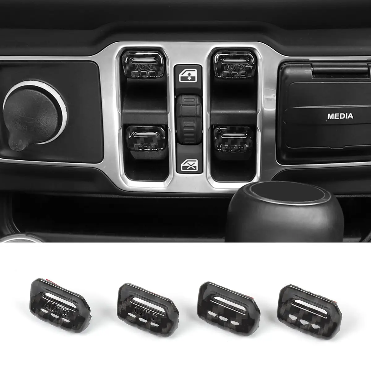 Jimen Compatible with Jeep Wrangler JL JLU 2018-2023 & Gladiator JT 2020-2023, 4PCS Carbon Fiber Interior Trim - main product image