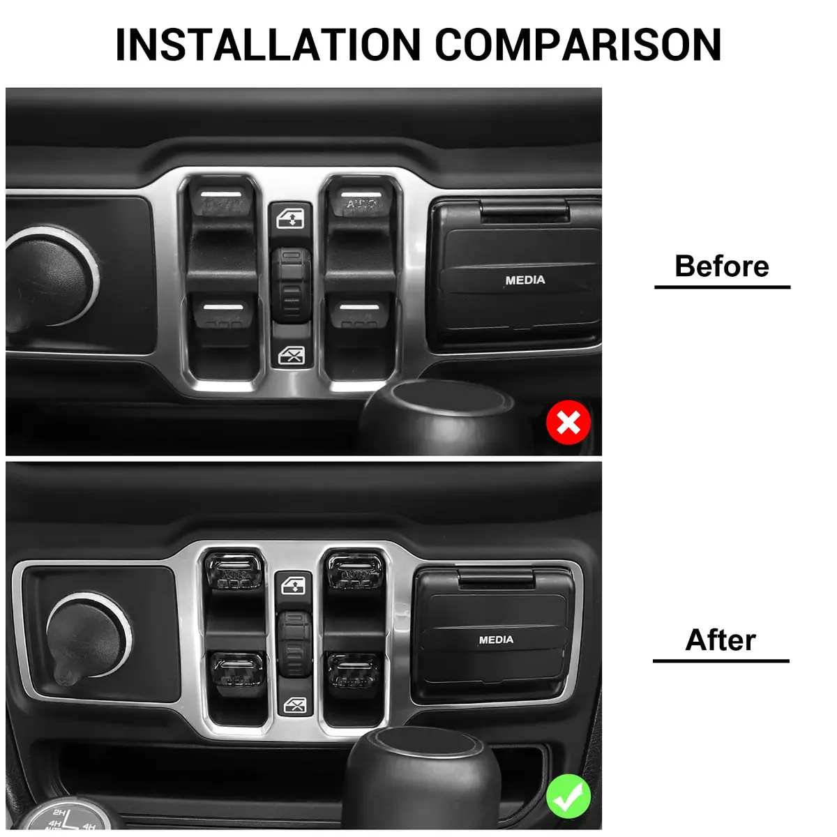 Jimen Compatible with Jeep Wrangler JL JLU 2018-2023 & Gladiator JT 2020-2023, 4PCS Carbon Fiber Interior Trim - view 7