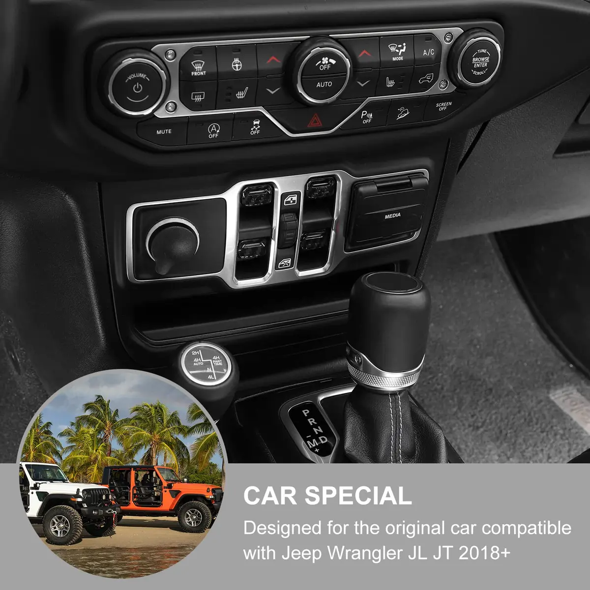 Jimen Compatible with Jeep Wrangler JL JLU 2018-2023 & Gladiator JT 2020-2023, 4PCS Carbon Fiber Interior Trim - view 3