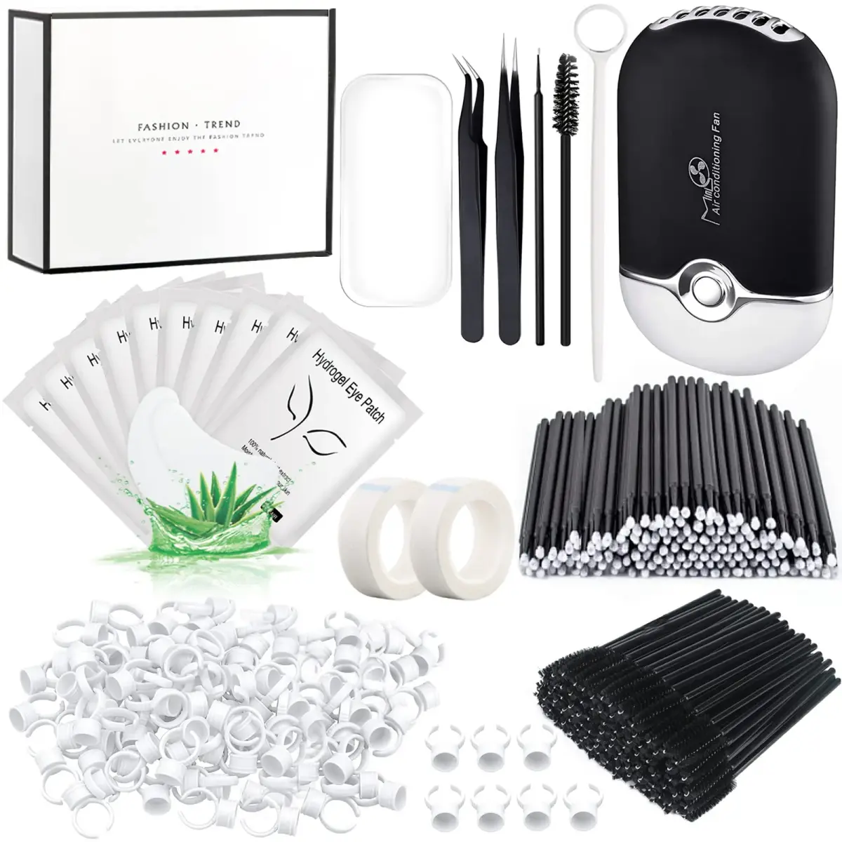 QUKLOGEN Eyelash Extension Kit with USB Fan Dryer & 267 Tools | Black - main product image