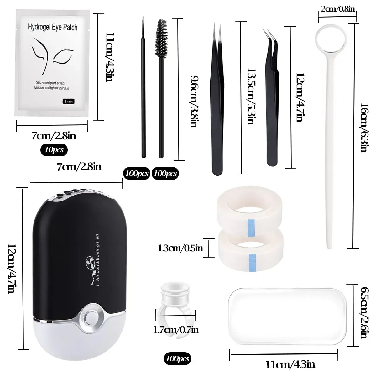 QUKLOGEN Eyelash Extension Kit with USB Fan Dryer & 267 Tools | Black - view 2