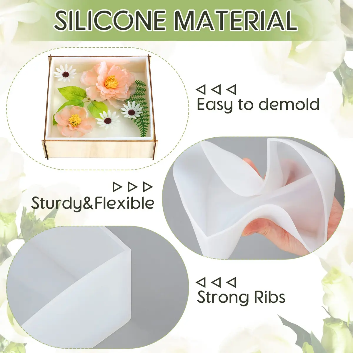Potchen Large Silicone Molds for Resin Art Hexagon & Deep Square | DIY Flower Preservation & Jewelry Making - view 5