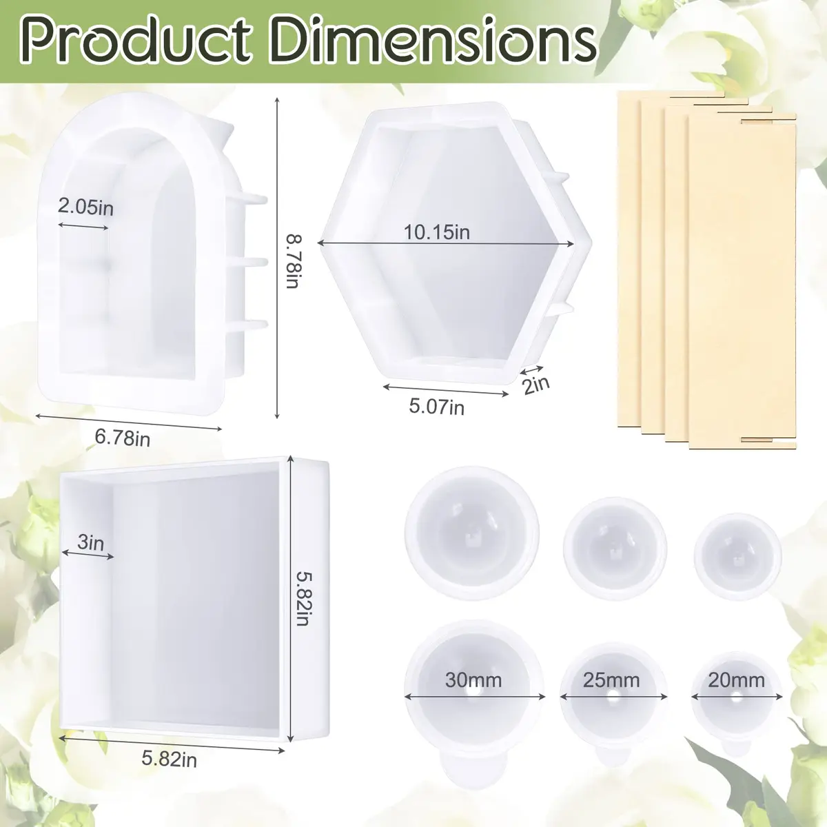 Potchen Large Silicone Molds for Resin Art Hexagon & Deep Square | DIY Flower Preservation & Jewelry Making - view 2