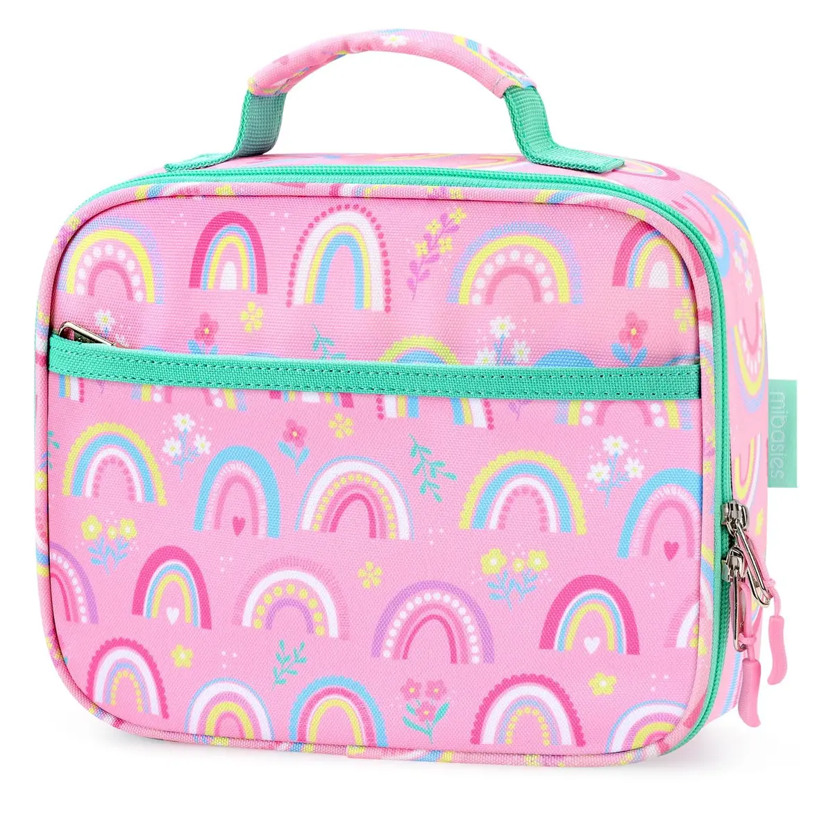 mibasies Kids Lunch Box for Girls, Insulated Lunch Bag School Kindergarten Pink Rainbow 2.5L (8.5 Fl Oz) | Cute & Durable for School - main product image