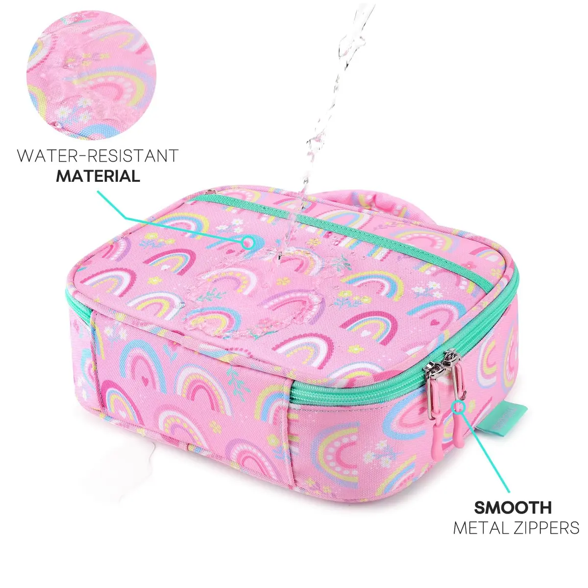mibasies Kids Lunch Box for Girls, Insulated Lunch Bag School Kindergarten Pink Rainbow 2.5L (8.5 Fl Oz) | Cute & Durable for School - view 5