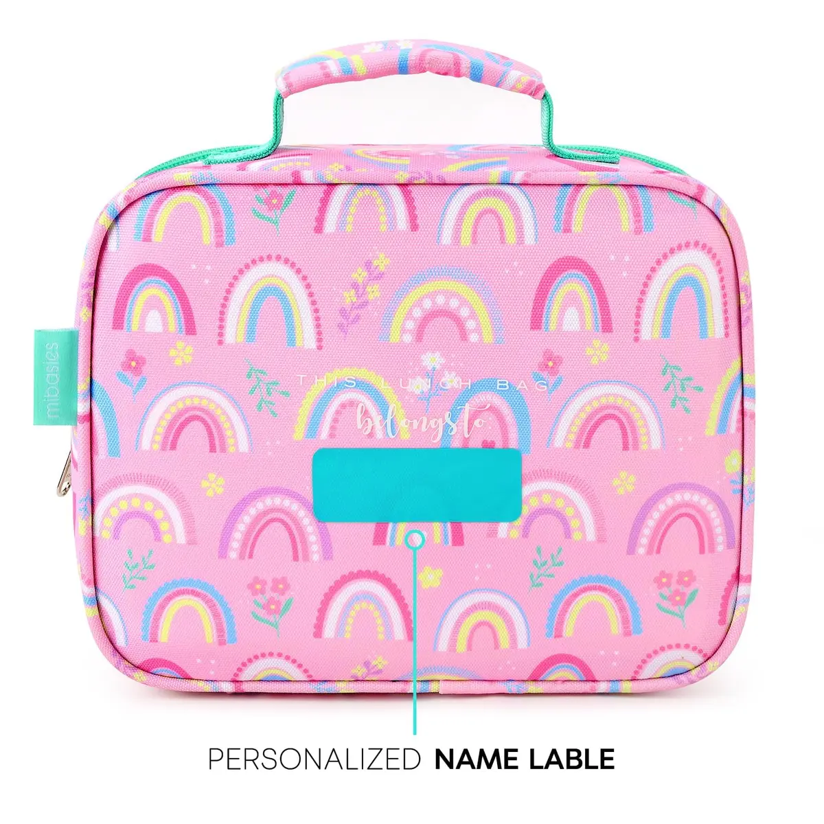 mibasies Kids Lunch Box for Girls, Insulated Lunch Bag School Kindergarten Pink Rainbow 2.5L (8.5 Fl Oz) | Cute & Durable for School - view 6