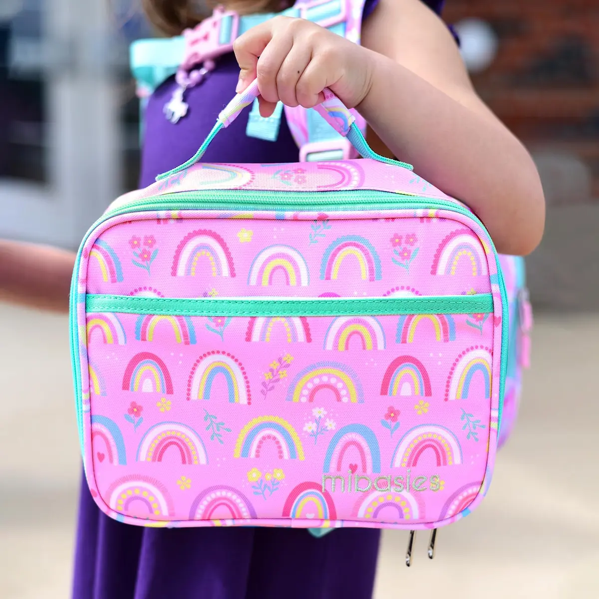 mibasies Kids Lunch Box for Girls, Insulated Lunch Bag School Kindergarten Pink Rainbow 2.5L (8.5 Fl Oz) | Cute & Durable for School - view 9