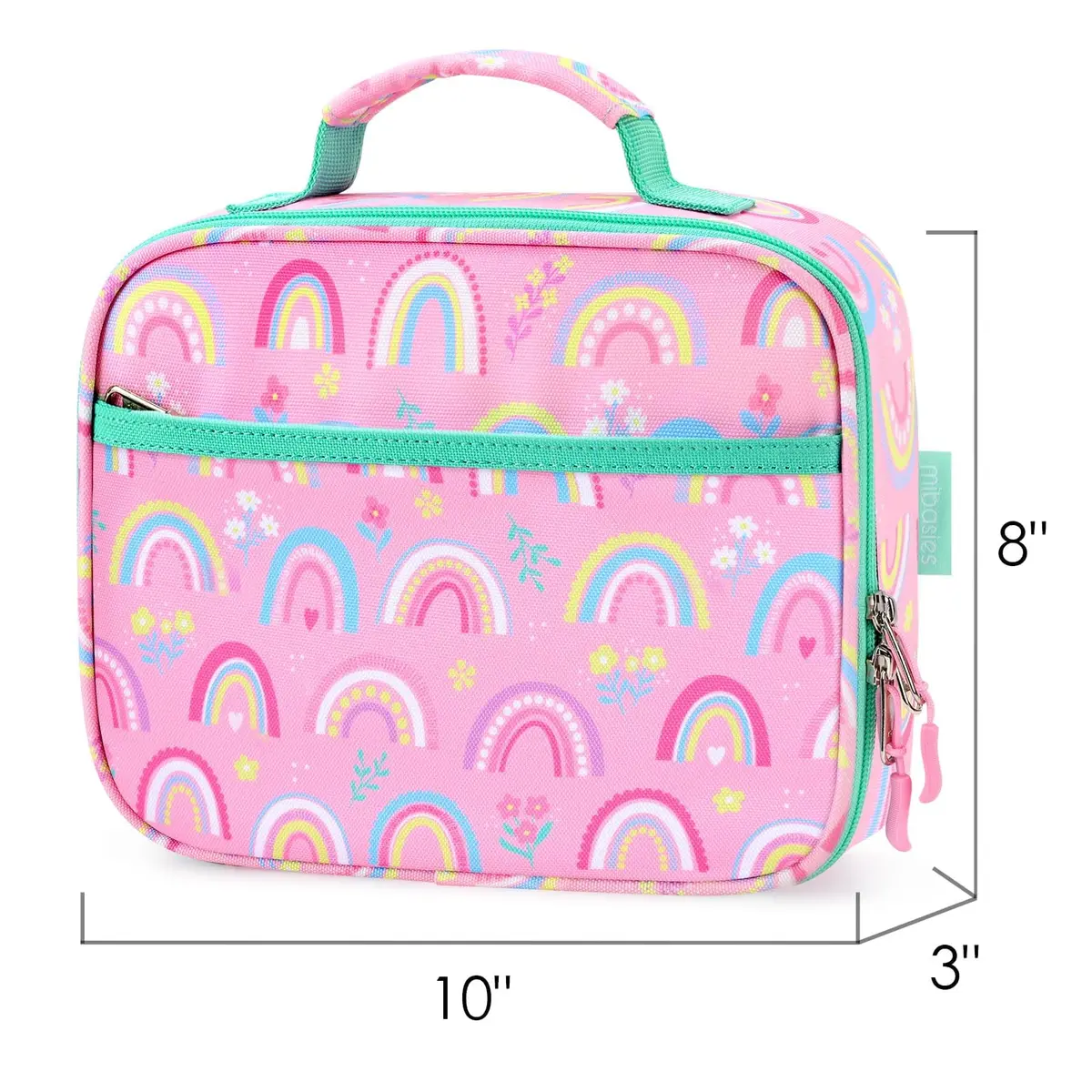 mibasies Kids Lunch Box for Girls, Insulated Lunch Bag School Kindergarten Pink Rainbow 2.5L (8.5 Fl Oz) | Cute & Durable for School - view 4
