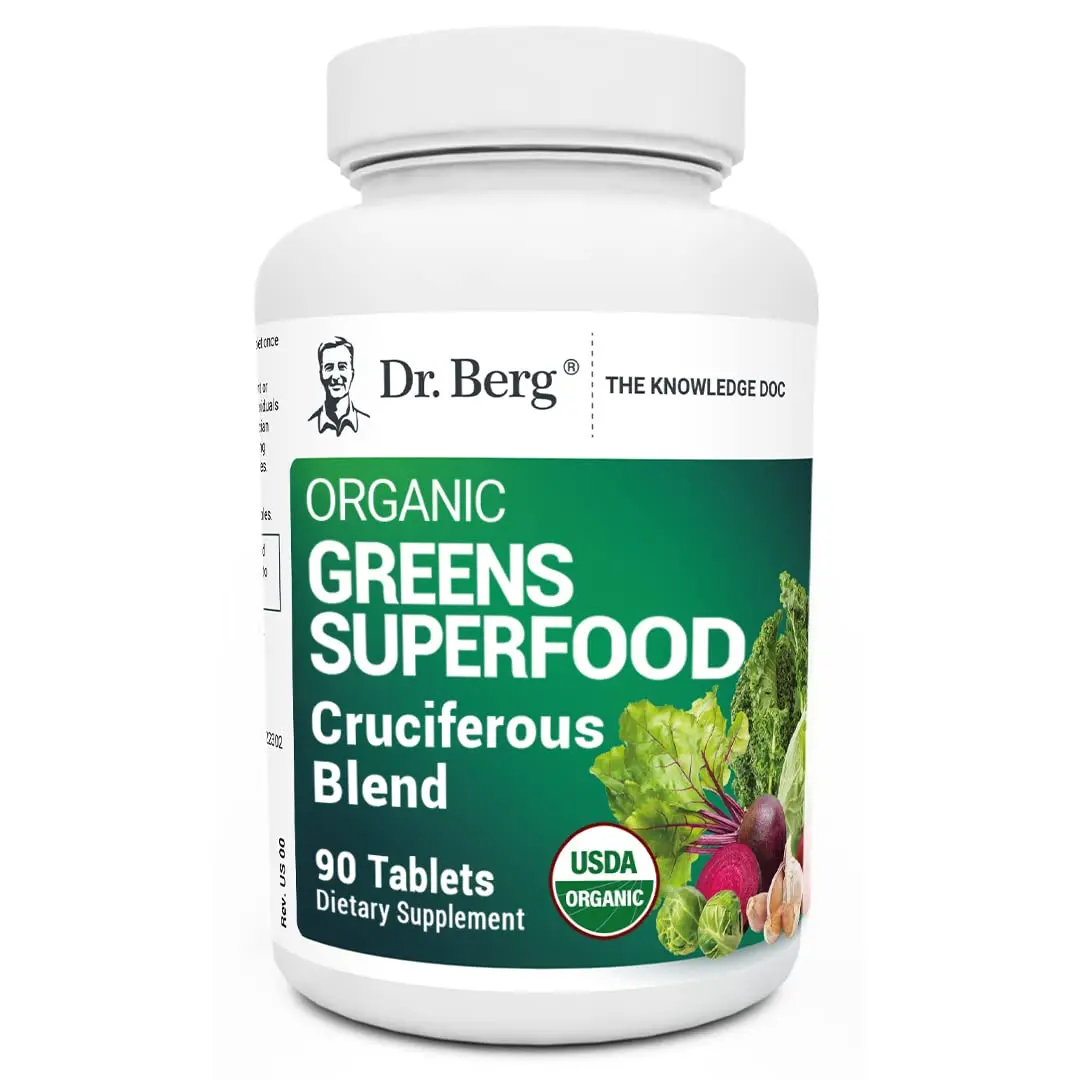 Dr. Berg Nutritionals Greens Superfood Cruciferous Vegetable Tablets | Organic Phytonutrient Support for Energy & Liver (90 Tablets) - main product image