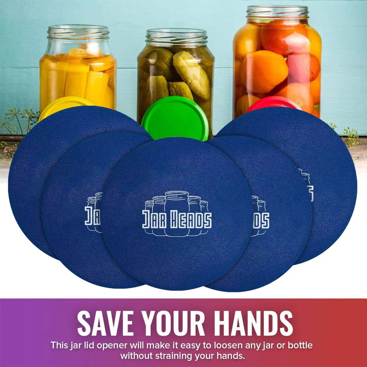 JAR HEADS Rubber Jar Opener Gripper Pad 5 Pack | Thick 5 Inch Grippers for Opening Jars Made in the USA - view 4