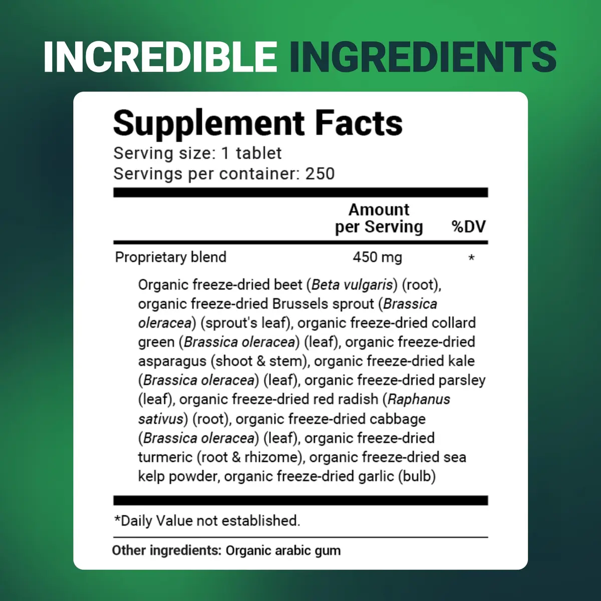 Dr. Berg's Greens Superfood Cruciferous Vegetable Tablets - 250 Veggie Capsules for Energy & Immunity - view 7