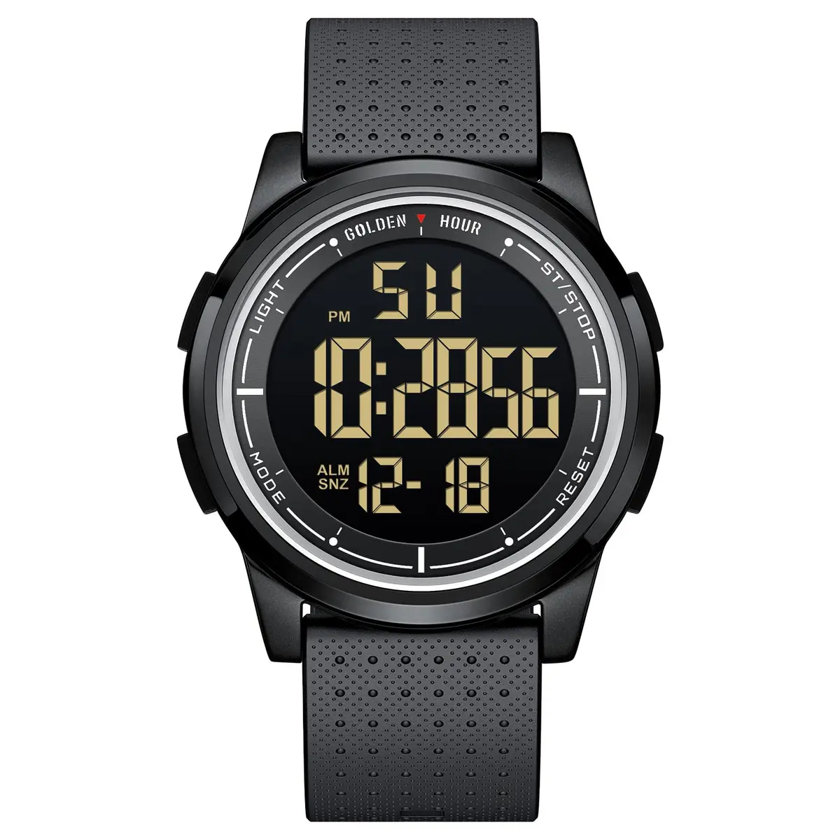 GOLDEN HOUR Ultra-Thin Minimalist Sports Waterproof Digital Watch 43mm (1.69 in) | Wide-Angle Display Rubber Strap - main product image
