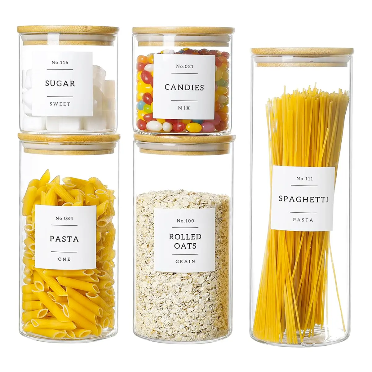 HHMJSM 5 Pcs Glass Food Storage Containers with Labels | Thick(3mm) Airtight Canisters for Kitchen & Pantry - view 8
