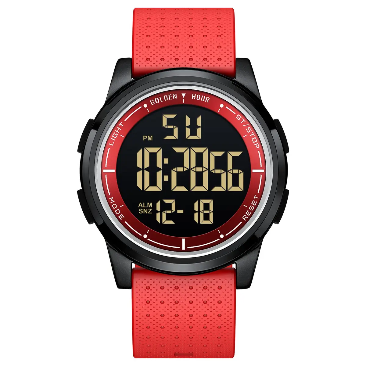 GOLDEN HOUR Ultra-Thin Minimalist Sports Digital Watch Red | 43mm Case, 50M Water Resistant - main product image