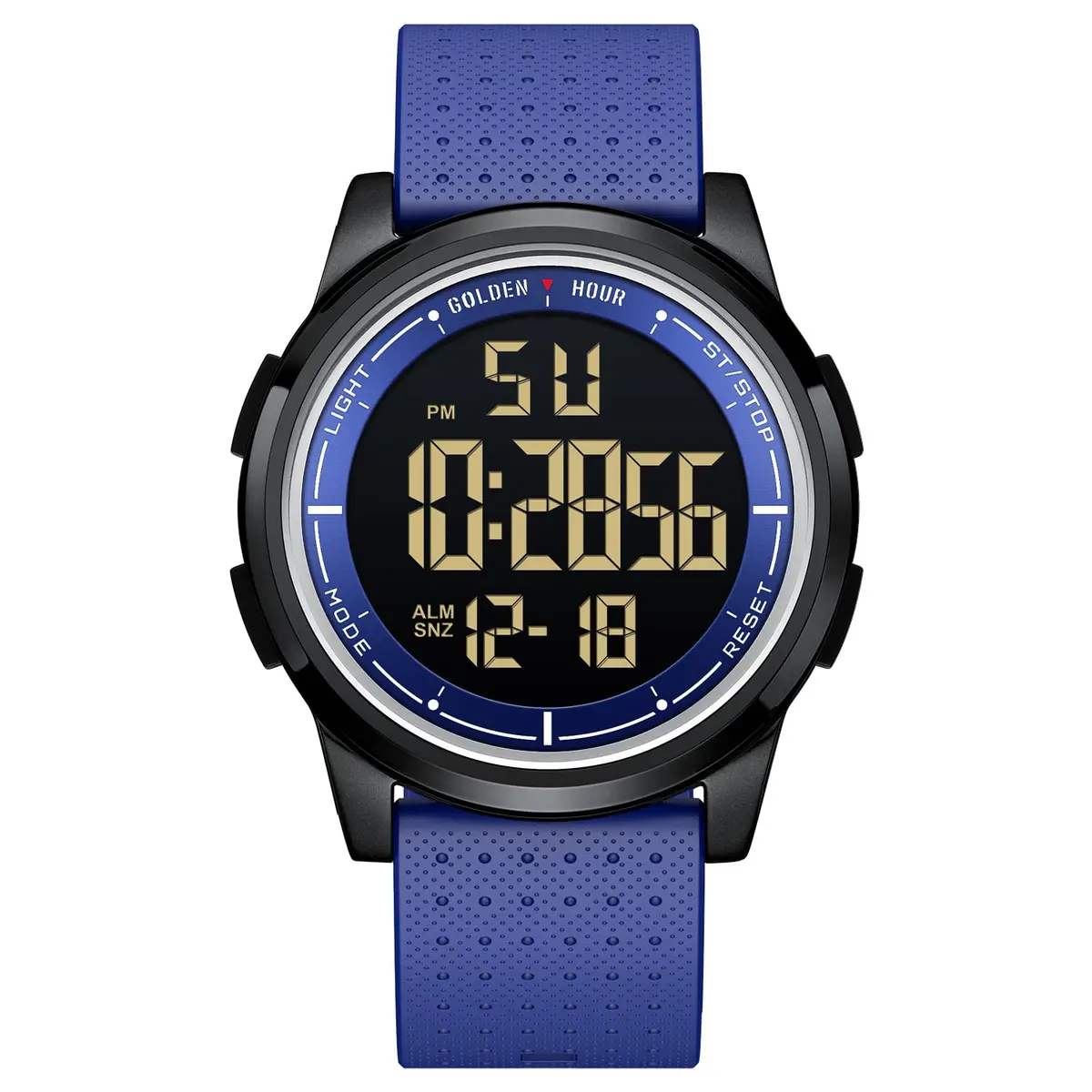 GOLDEN HOUR Minimalist Digital Sports Watch 43mm (1.69 in) | Water Resistant 50M, EL Backlight, Date, Alarm - main product image