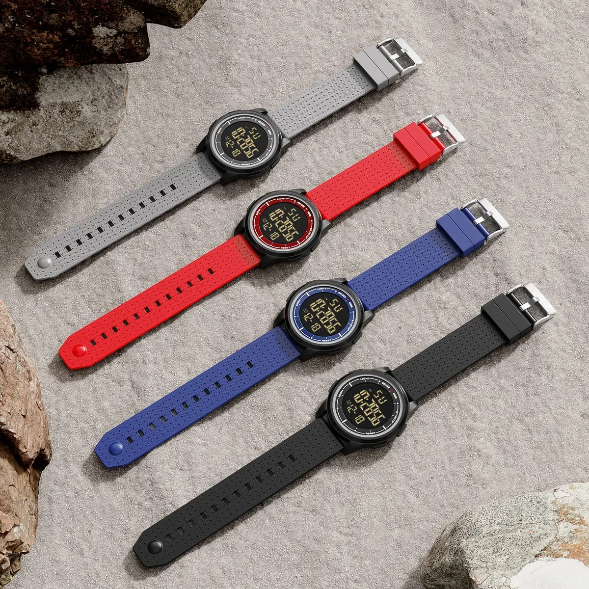 GOLDEN HOUR Minimalist Digital Sports Watch 43mm (1.69 in) | Water Resistant 50M, EL Backlight, Date, Alarm - view 6