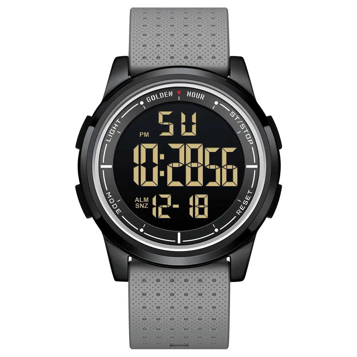 GOLDEN HOUR Minimalist Digital Sports Watch 43mm (1.69 in) | Water Resistant 50M, EL Backlight, Date, Alarm - main product image