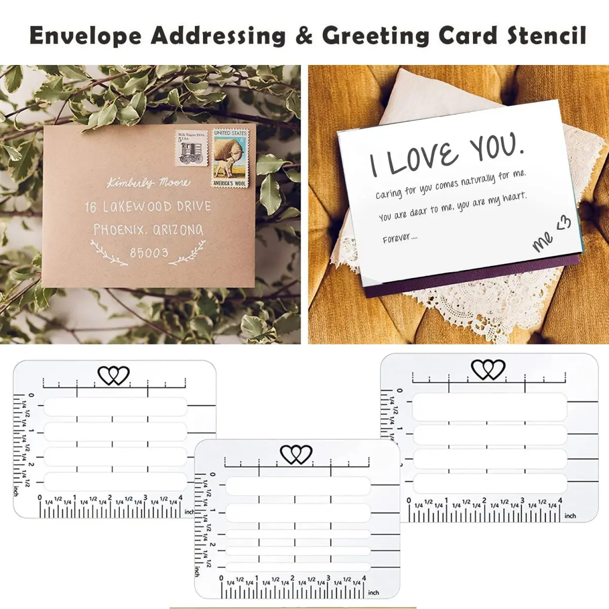 Sirensky Straight Line Stencil Templates and Envelope Addressing Guide Set of 6 | College Ruled 9/32" and 0.35" Spacing - view 6