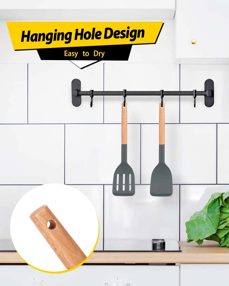 BUNDLEPRO Silicone Spatula Set 2 Pack | BPA-Free, Heat Resistant 446℉ (230℃), Gray - view 5