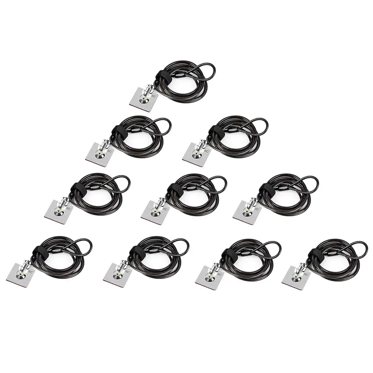 I3C Security Cable Lock 2.04m (6.5ft) with Anchor Plate, 10-Pack | Anti-Theft Combination Lock for Laptops, Tablets, Monitors - main product image