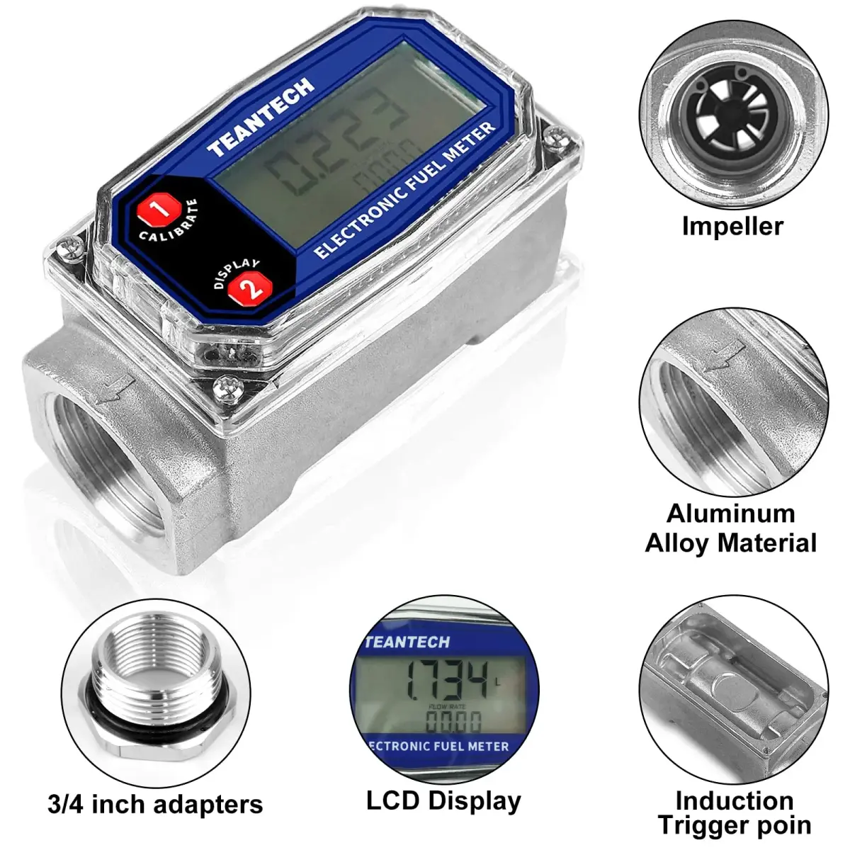 TEANTECH Turbine Flow Meter 3/4 inch (19.05mm) with NPT Counter | Accurate Flow Measurement - view 7