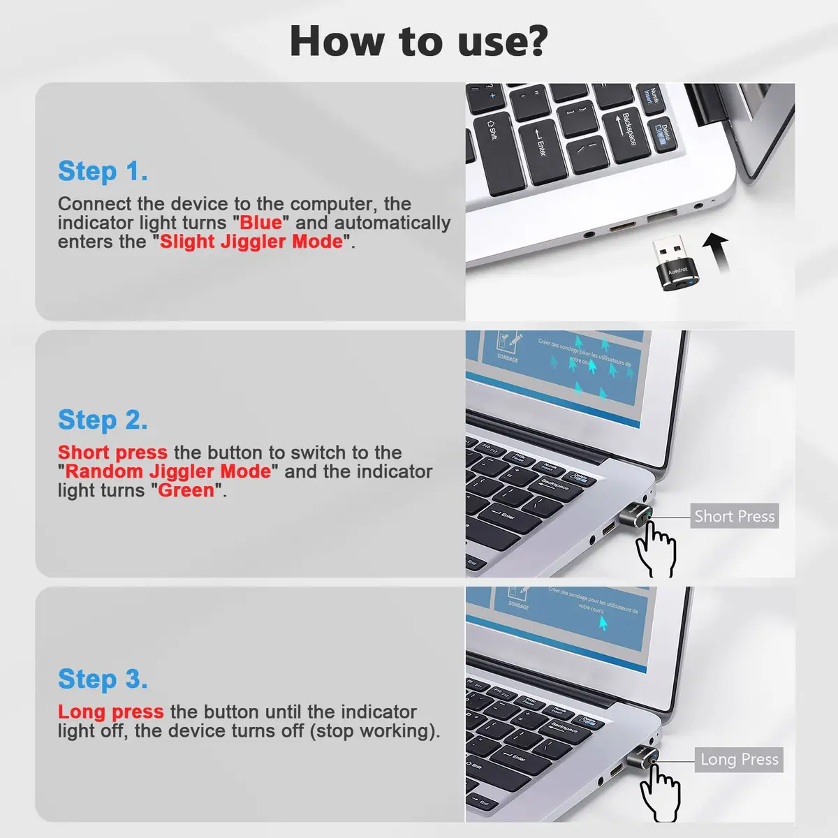 AUEDROT Metal Mouse Jiggler 2 PCS | Undetectable USB Mouse Mover for Computer & Laptop - view 6