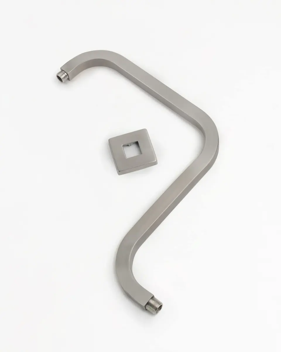 PHASAT S Shaped Shower Arm with Flange, 97cm (38.2") High Rise Shower Head Extension Arm | Brushed Nickel, 304 Stainless Steel - view 4