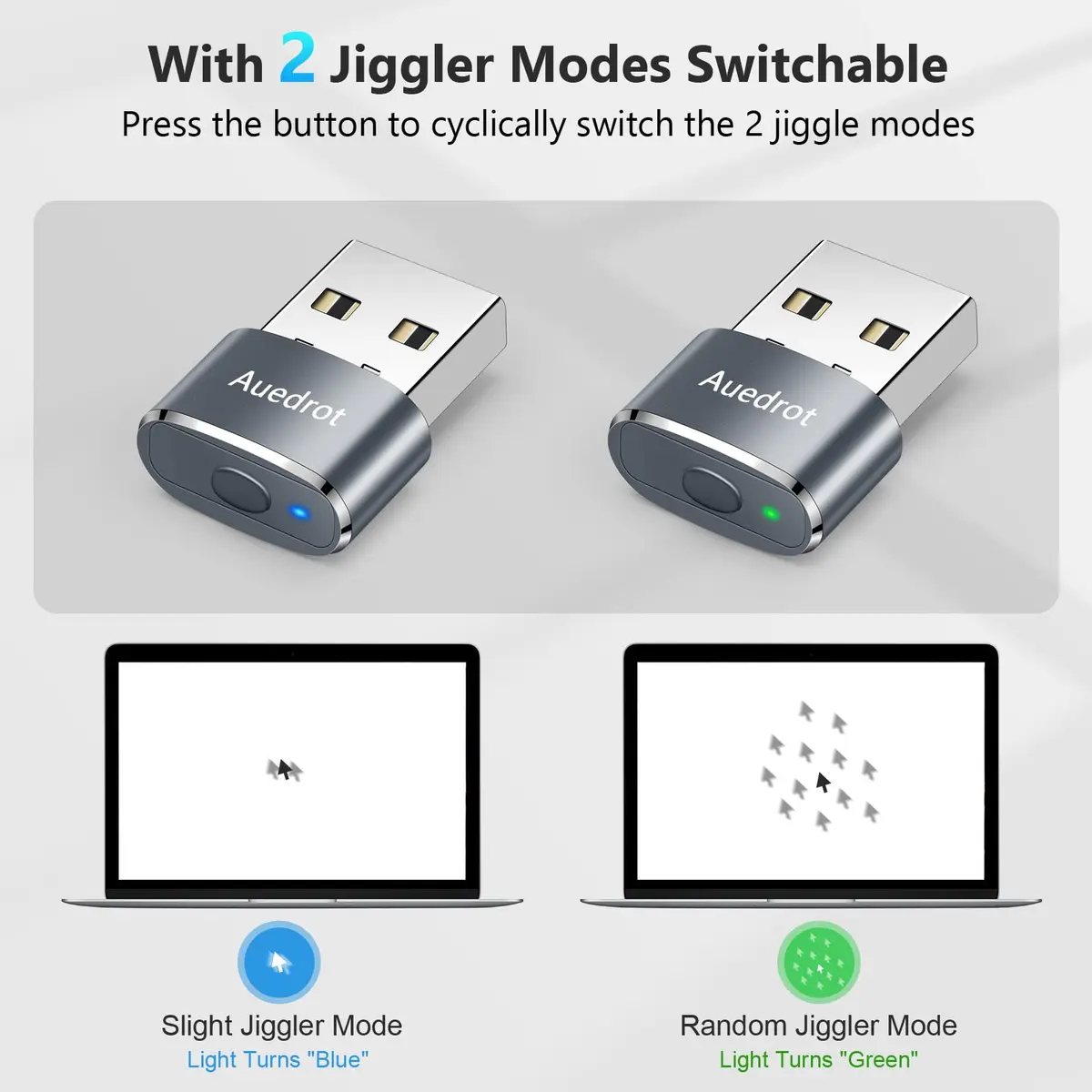 AUEDROT Mouse Jiggler Gray USB Mouse Mover with 2 Jiggle Modes | Keep Computer Awake - view 2