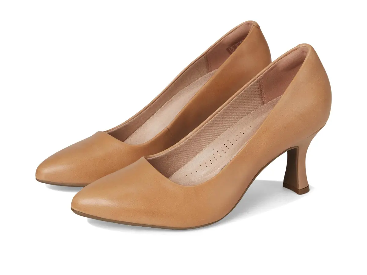 Clarks Kataleyna Gem Pump Leather 11 Medium US | Elegant Beige Dress Shoe - main product image