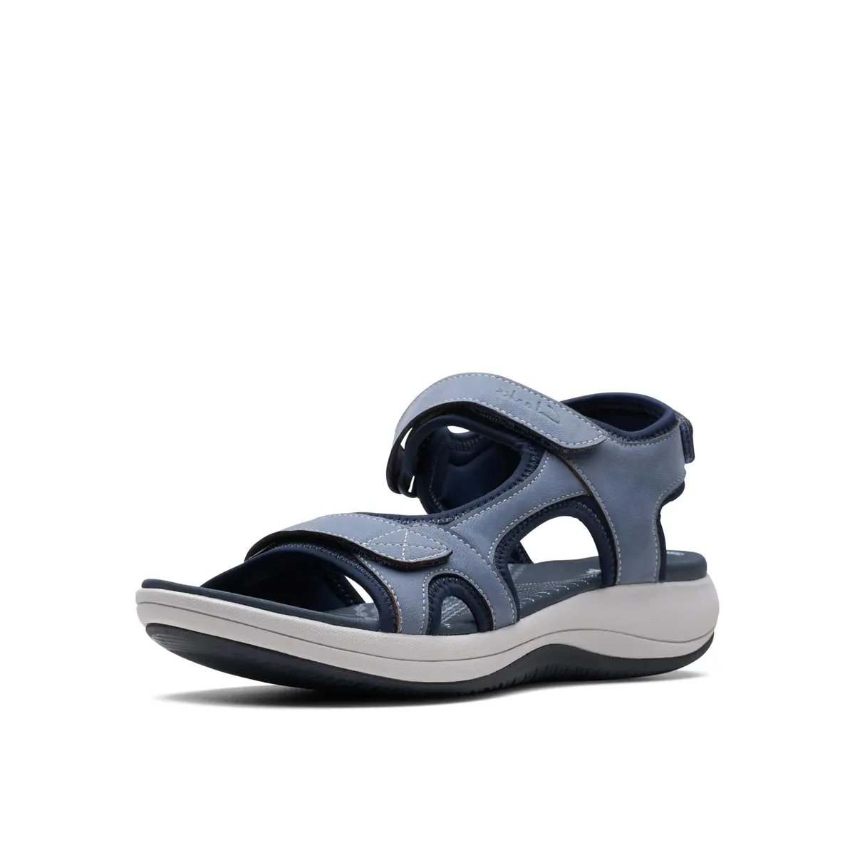 Clarks Mira Bay Flat Sandal 11 Medium US | Denim Blue Textile, Platform Heel - main product image