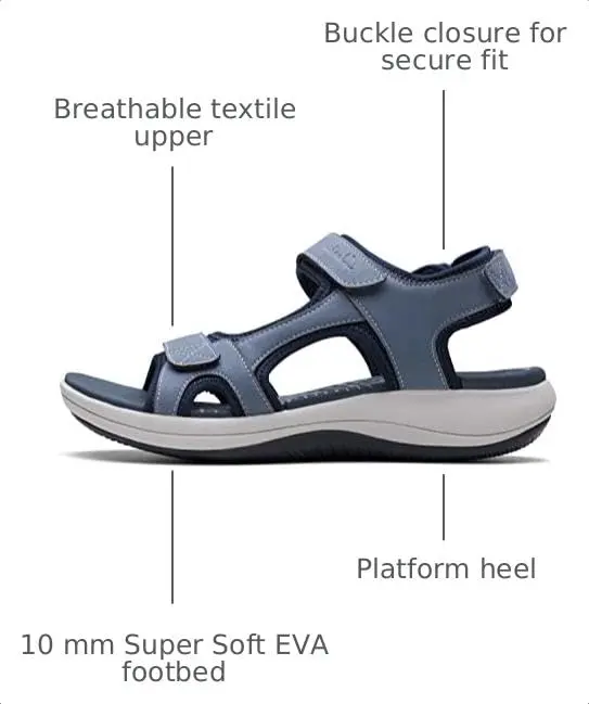 Clarks Mira Bay Flat Sandal 11 Medium US | Denim Blue Textile, Platform Heel - view 3