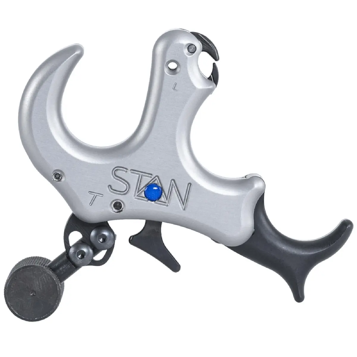 Stan OnneX Thumb Archery Release – Modular Trigger with Zero Travel, Adjustable Tension, 3 & 4 Finger Options, Echo Grey, M - main product image