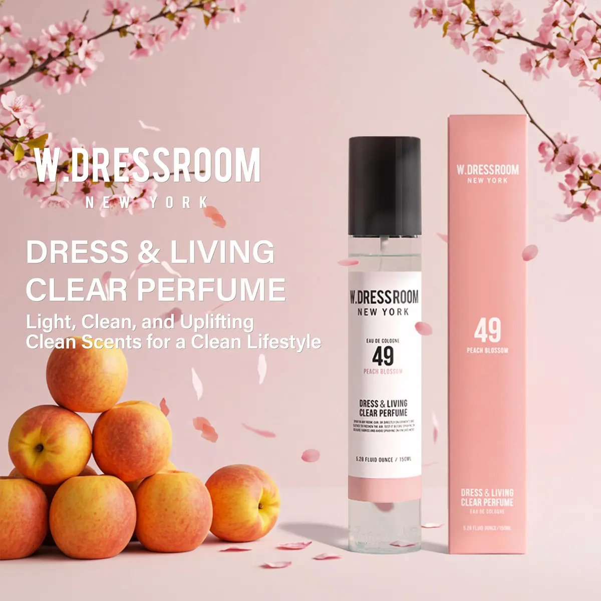 W.Dressroom No.49 Peach Blossom & Living Clear Perfume 70ml | Fresh Scent for Clothes & Rooms - view 2