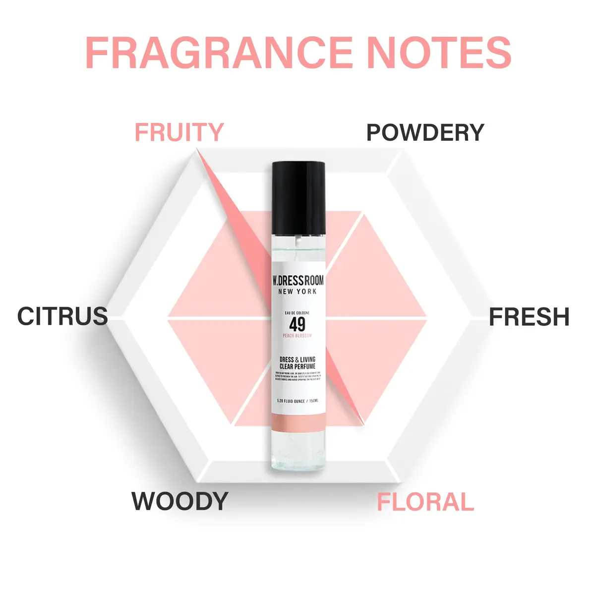 W.Dressroom No.49 Peach Blossom & Living Clear Perfume 70ml | Fresh Scent for Clothes & Rooms - view 3