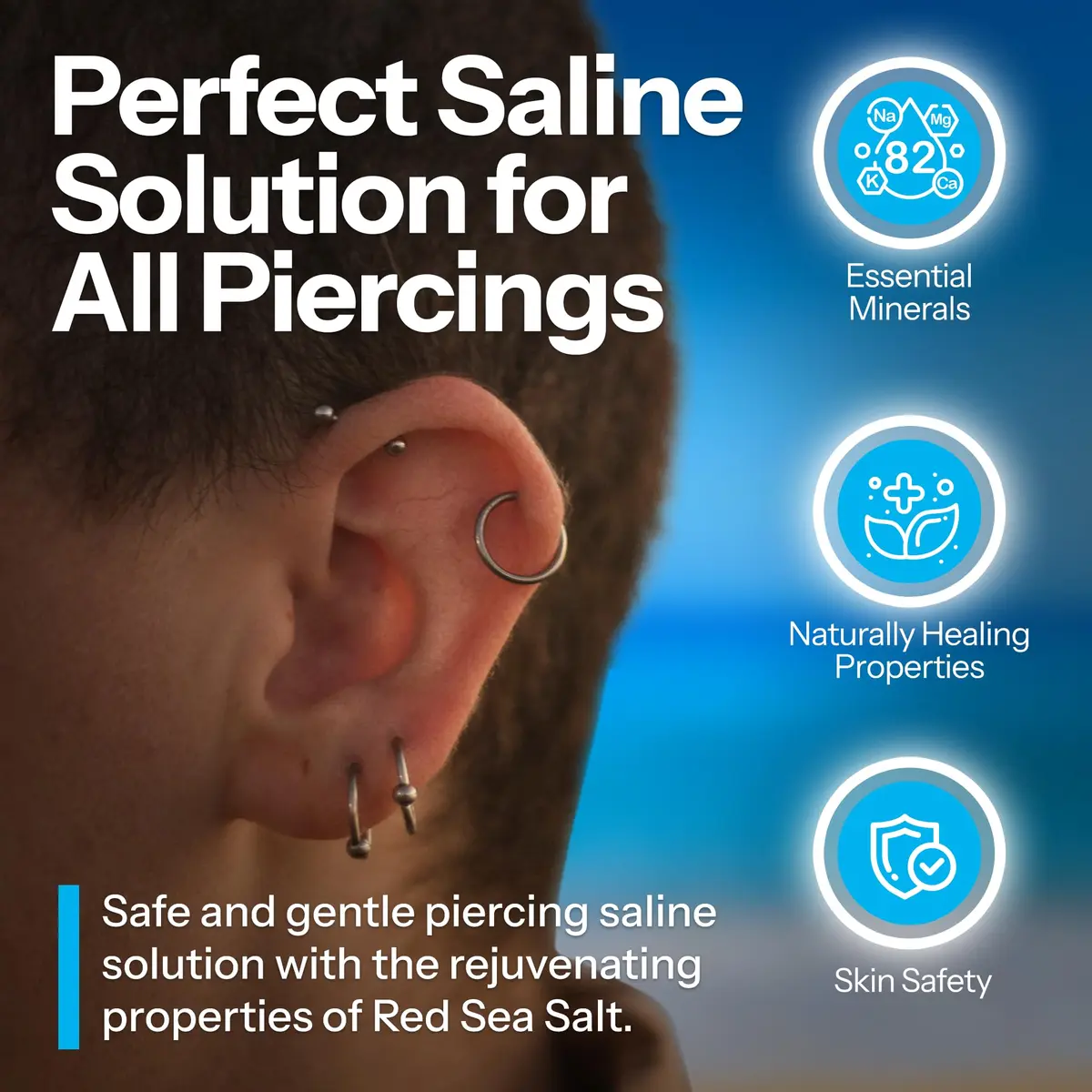 H2Ocean Piercing Aftercare Spray Bundle | 2x 4oz & 2x 1.5oz Bottles | Fast Healing for Ear, Nose, Body Piercings - view 7