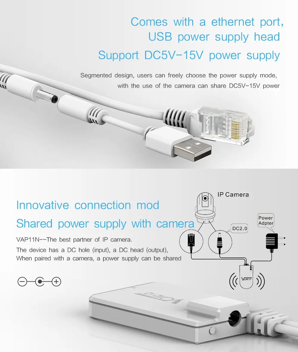 Vonets VAP11N-300 2.4GHz WiFi Bridge & Repeater | 300Mbps, IEEE 802.11b/g/n, 80m Range, Dual Antennas - view 6