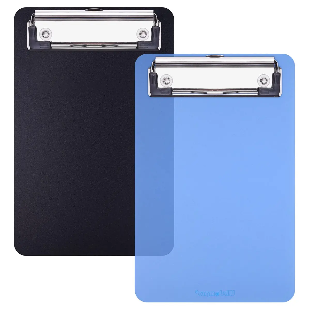 Wisdompro Mini Clipboards 12cm x 18.5cm (4.7"x7.3") Black/Blue 2-Pack | Durable Polypropylene & Stainless Steel - main product image