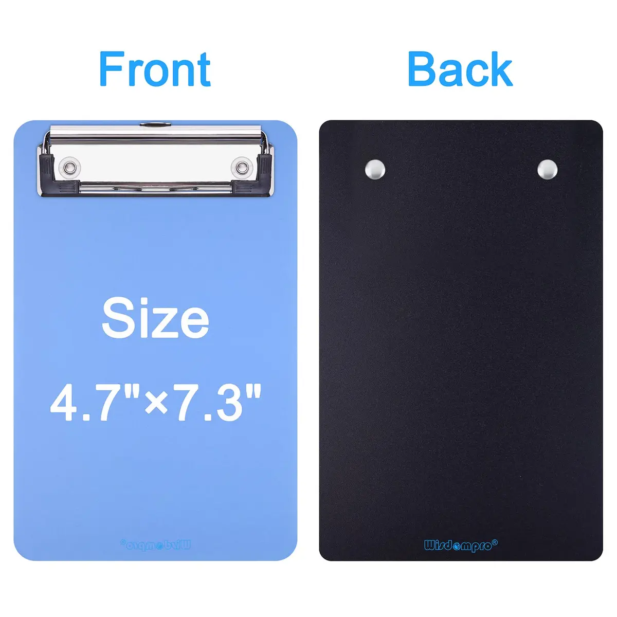 Wisdompro Mini Clipboards 12cm x 18.5cm (4.7"x7.3") Black/Blue 2-Pack | Durable Polypropylene & Stainless Steel - view 3