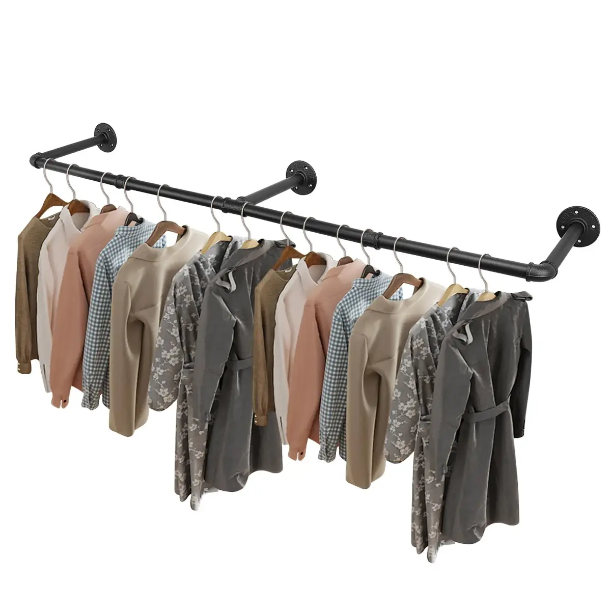 Livabber Industrial Pipe Clothes Rack 127 cm (50 Inch) | Rustic Wall Mounted Garment Rack for Bedroom, Closet - main product image