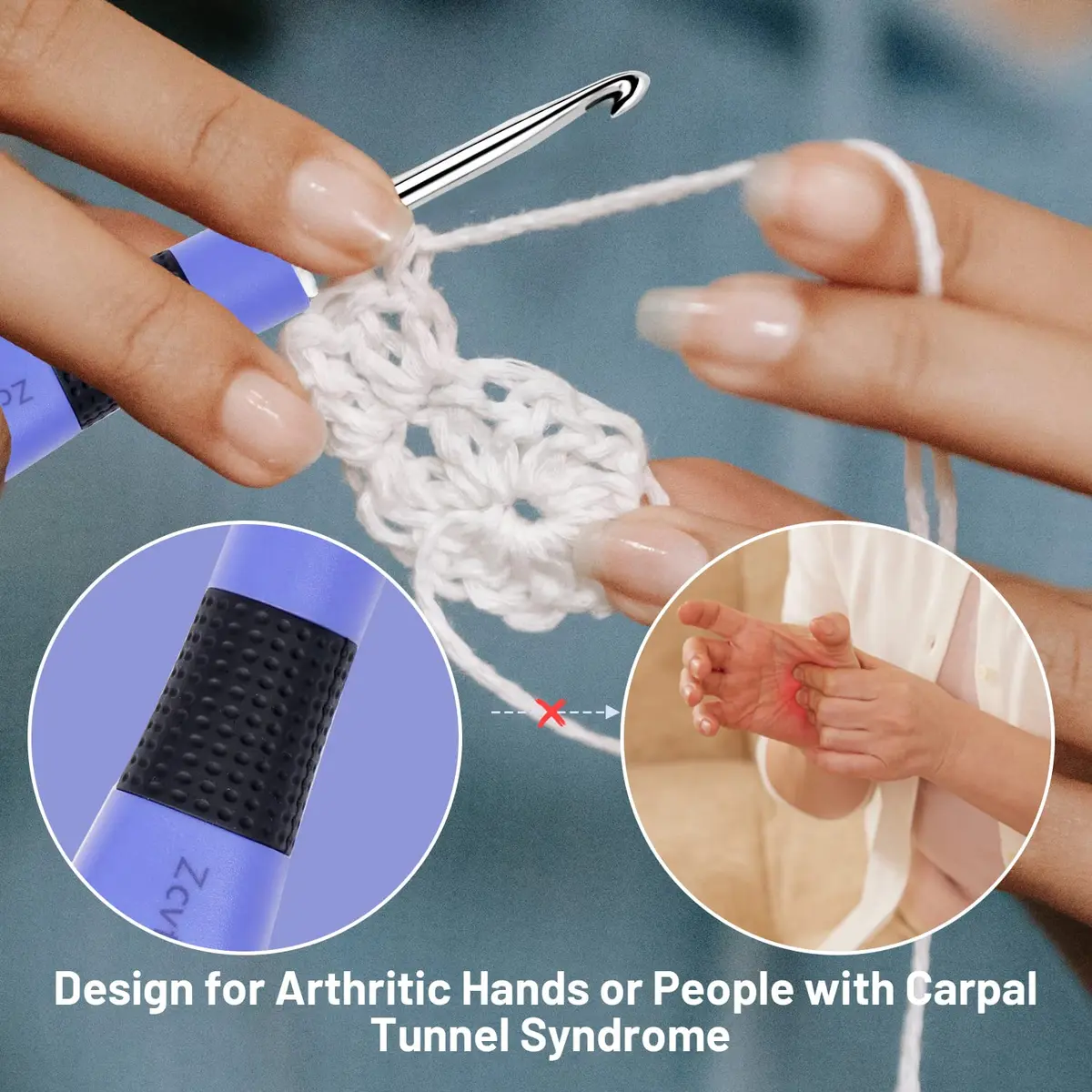 Zcvtbye Light Up Crochet Hooks Set, 12 Sizes with Digital Counters, Ergonomic, Rechargeable | Perfect for Dark Yarn Projects - view 4